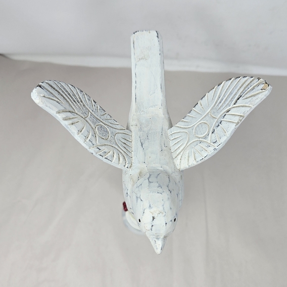 Bird In Flight Wood Look White Farmhouse Decor Distressed Painting 12.5x7x6 - Picture 5 of 13